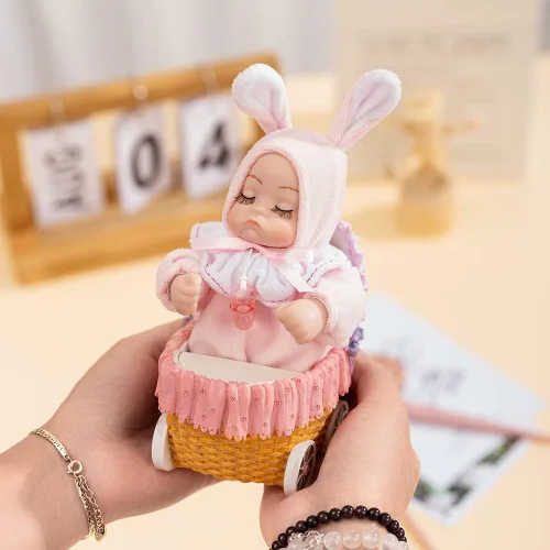 Miniatura 9 de LOVE FOR YOU Cochecito Bobblehead Doll Baby Music Box para niñas y niños, hermana, sobrina, hijo, hija, mamá, nieto, bautizo, decoración de ducha
