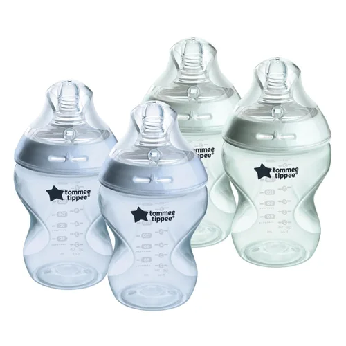 Tommee Tippee Natural Start - Biberones anticólicos de 9 onzas sin BPA, 0+ meses, pezón de flujo lento similar al pecho, autoesterilizante, blues