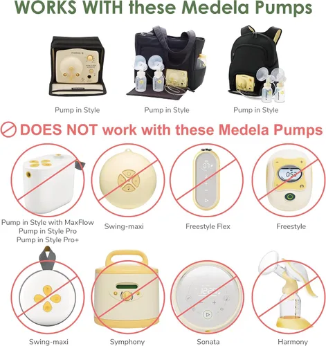 Miniatura 2 de Maymom Kit de extractor de leche compatible con bomba Medela in Style Advanced Pump; 2 protectores de pecho de 0.945 in, 2 válvulas, 4 membranas, 2