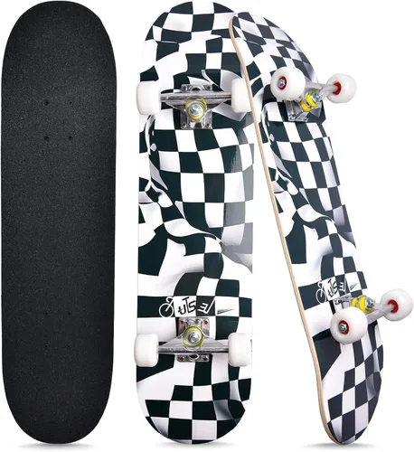Miniatura 12 de Patinetas para principiantes, niños, niñas y adultos, 31 x 8 pulgadas, 7 capas de arce, cóncavo de doble patada, fascinante fresco, sólido y duradero
