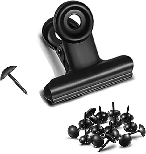 Miniatura 15 de YUCHIYA Paquete de 10 Clips Bulldog con Chinchetas para Tablero de Corcho, Clips de Metal para Manualidades, Clips Aglutinadores de Metal para Cobre