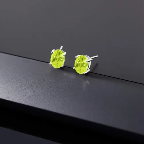 Miniatura 127 de Gem Stone King Aretes de oro de 14 quilates con piedra natal ovalada de 0.315 x 0.236 in Aretes de oro para mujer