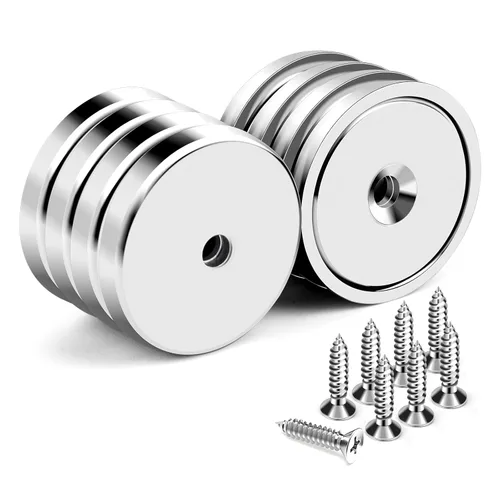 Miniatura 10 de Imanes de taza con agujero avellanado, imán con tornillo, imanes con base redonda con fuerza de sujeción industrial, 60 libras de fuerza