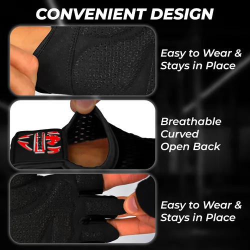 Miniatura 11 de Guantes de entrenamiento FIGHTSENSE para hombres y mujeres, guantes de levantamiento de pesas con palma acolchada de silicona antideslizante