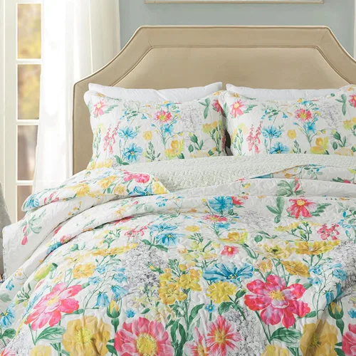 Miniatura 48 de Travan Juego de Edredón de 3 Piezas Tamaño King Colcha Acolchada Ligera Juego de Cubrecama Reversible con Estampado Floral Juego de Ropa de Cama