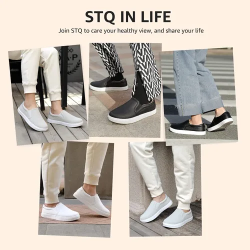 Miniatura 9 de STQ Zapatos sin cordones para mujer, cómodos mocasines de otoño, zapatos deportivos casuales de negocios suaves