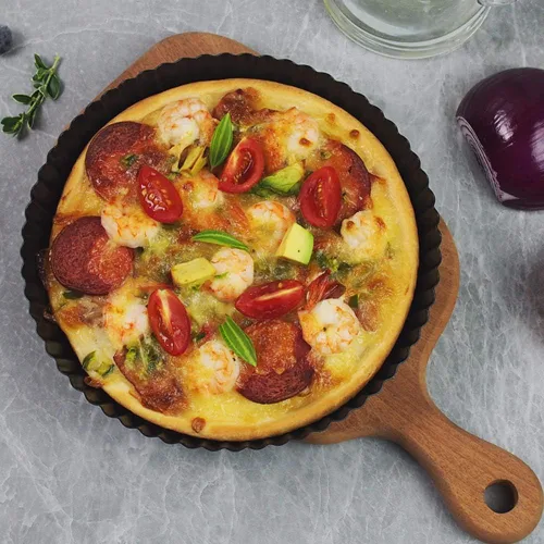 Miniatura 4 de Gutsdoor Sartén para tartas de 10 pulgadas con parte inferior extraíble antiadherente para quiche moldes redondos para hornear