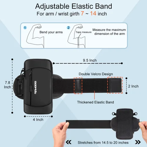 Miniatura 5 de Soporte para teléfono y bolsa cruzada para teléfono para correr, correa para el brazo para teléfono para correr y caminar, bolsa impermeable