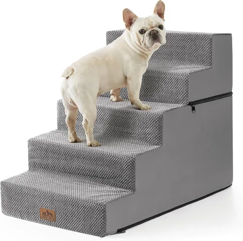 Miniatura 14 de COZY KISS Escaleras para perros pequeños, escaleras extraíbles de 4 niveles para sofá y cama, escalones para perros de 17.7 pulgadas de alto