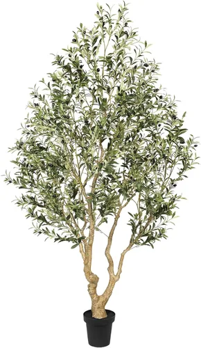 Miniatura 8 de FEELEAD Olivos artificiales para interiores de 7 pies, olivo sintético de 7 pies con tronco de aspecto natural, hojas realistas y frutas realistas