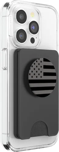 Miniatura 4 de PopSockets PopWallet de bandera estadounidense negra para MagSafe