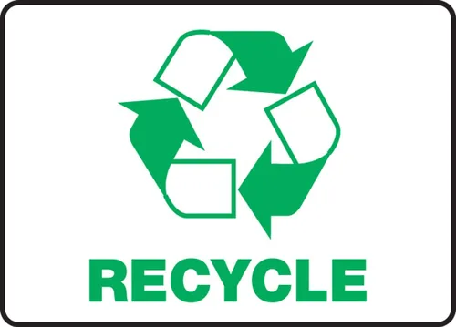 Accuform MRCY508VS - Letrero de vinilo adhesivo de reciclaje, leyenda "Recycle" con gráfico, 10 pulgadas de largo x 14 pulgadas de ancho x 0.004