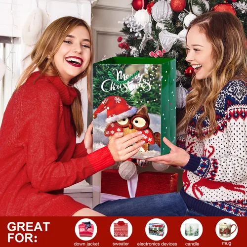 Miniatura 6 de Party Funny 24 bolsas de regalo de Navidad de papel con asas a granel y 60 etiquetas de regalo de Navidad - Juego de tamaños surtidos para envolver