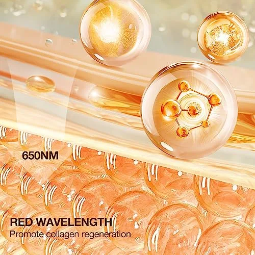 Miniatura 3 de NEWKEY Máscara de terapia de luz roja para arrugas faciales, 7 modos de luz con 150 LEDS 633 nm, terapia de luz LED roja, máscara facial