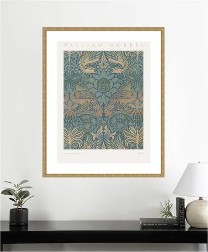 Miniatura 5 de Kate and Laurel Framed Wall Art Print 'Poster William Morris Peacock and Dragon 1878' by The Art Institute of Chicago, 34 x 42, Mila Dark Gold