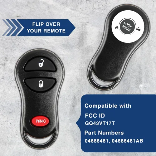 Miniatura 5 de KeylessOption - Llavero de auto con control remoto para entrada sin llave, repuesto para 04686481, Negro
