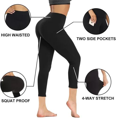 Miniatura 2 de GAYHAY Leggings with Pockets for Women Reg & Plus Size - Capri Yoga Pants High Waist Tummy Control Compression for Workout