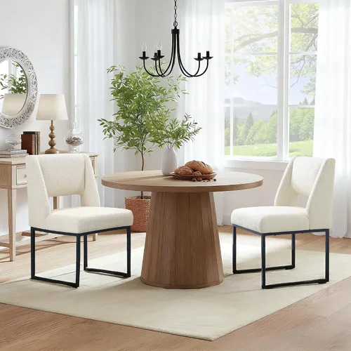 Miniatura 6 de Zesthouse Juego de 6 sillas de comedor modernas de piel sintética, cómodas sillas de cocina marrones con patas de metal inoxidable, sillas laterales