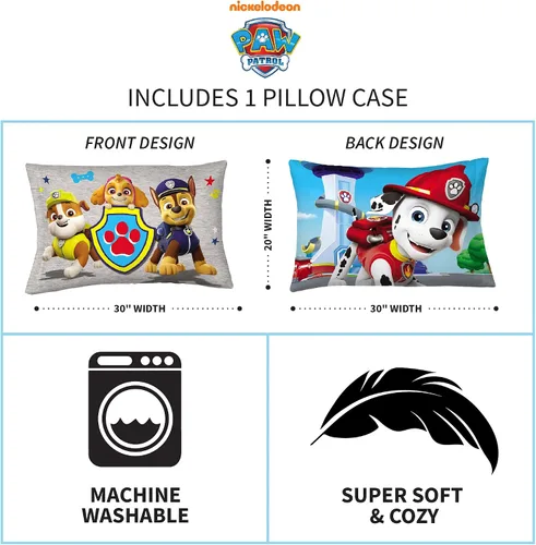 Miniatura 7 de Franco Ropa de cama para niños, manta de felpa súper suave, 46 x 60 pulgadas, Paw Patrol y ropa de cama para niños, funda de almohada reversible