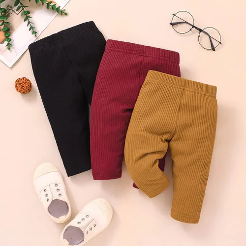 Miniatura 7 de Lala Bear Paquete de 3 pantalones sólidos y leggings casuales para bebé niña