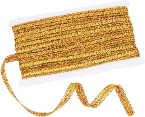 GORGECRAFT 15 yardas de cinta tejida con borde metálico, diseño de trenza de poliéster para coser, con purpurina, adornos decorativos para