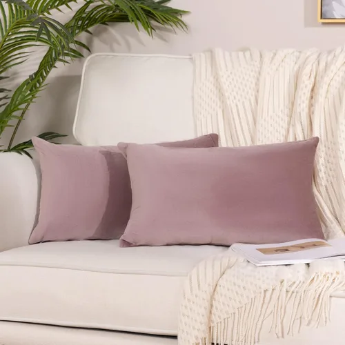Miniatura 66 de Stellhome - Juego de 2 fundas de almohada de terciopelo Rosa claro