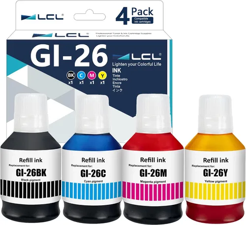 LCL GI-26 GI26 Botellas de tinta de repuesto para botellas de tinta Canon 26 GI26 GI-26 compatibles con impresora Canon MAXIFY GX7021 GX6021 GX7020