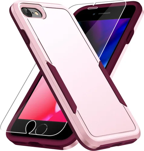 Miniatura 9 de Funda para iPhone SE 2022 (3ª)/2020 (2ª)/iPhone 7/8, con protector de pantalla, [prueba de caídas de grado militar], resistente, resistente, a Negro