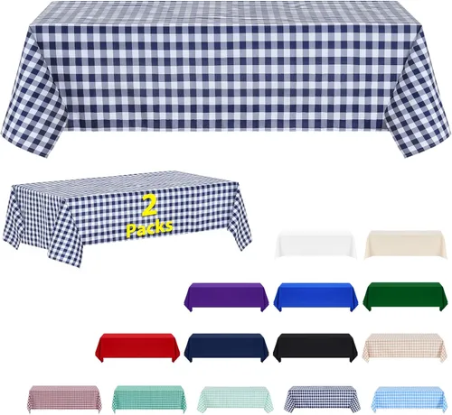 Miniatura 39 de ABCCANOPY Paquete de 3 manteles rectangulares de poliéster de 60 x 84 pulgadas, para interiores y exteriores, resistentes a las manchas, lavable