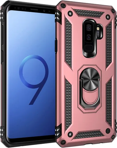 Miniatura 12 de Funda de grado militar para Samsung Galaxy S9 Plus 360 con anillo giratorio de metal con soporte magnético para montaje en automóvil, protección Azul