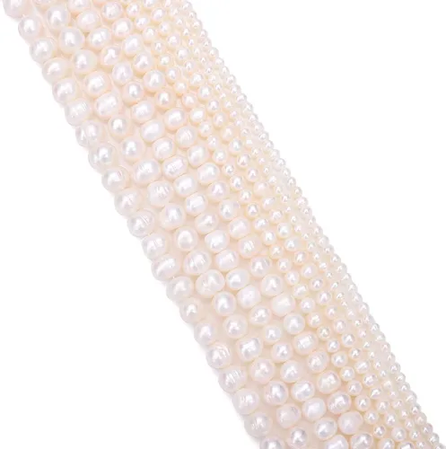 Miniatura 4 de BEADIA Cuentas de perlas naturales de papa, de 0.236 a 0.276 pulgadas, color blanco, cultivadas en agua dulce, cuentas de piedras preciosas sueltas