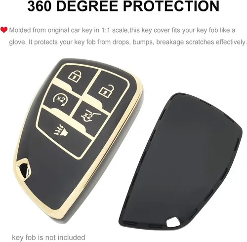 Miniatura 4 de Funda para llavero de automóvil de TPU para Chevy Chevrolet Suburban Tahoe Corvette GMC Yukon 2022 2021 2020, Negro