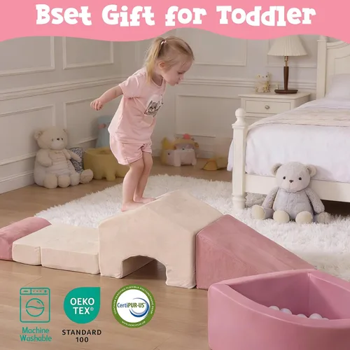 Miniatura 6 de STAOLENE 5 bloques de escalada de espuma para niños pequeños de 1 a 3 años, gimnasio Montessori para jugar en interiores con pozo de pelotas