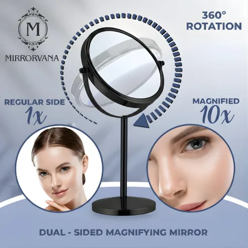 Miniatura 2 de MIRRORVANA Espejo de maquillaje con aumento 10X en soporte redondo para mesa, escritorio de tocador de dormitorio y encimera de baño, espejo