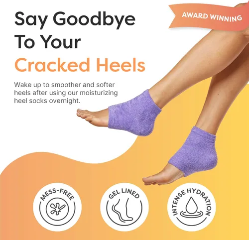 Miniatura 2 de ZenToes Calcetines de talón hidratante, 2 pares de calcetines de spa con forro de gel para curar y tratar talones secos y agrietados mientras Lila