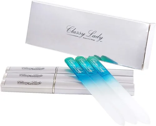 Miniatura 5 de ClassyLady Beauty - Lima de uñas de cristal, color azul, paquete de 3