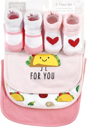 Miniatura 117 de Hudson Baby Conjunto de babero y calcetines unisex de algodón para bebé
