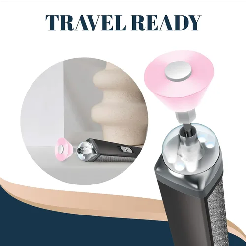 Miniatura 4 de Perry Ellis Lima de uñas eléctrica inalámbrica con luz LED, mango recargable por USB con 5 cabezales intercambiables, taladro eléctrico para uñas