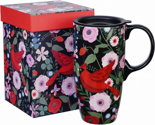 Miniatura 12 de Topadorn Taza de cerámica de café de porcelana con tapa en caja de regalo de 17 onzas, tazas de café novedosas para hombres, mujeres, oficina y Abeja