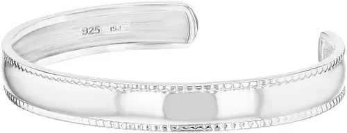 Miniatura 2 de Brazalete clásico de plata de ley 925 para bebés y niños pequeños, delicado brazalete con borde seguro y liso para bebés, bebés y niños pequeños