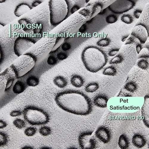 Miniatura 2 de Manta para perros rellena premium suave, con impresión de huella de pata gris de franela, 43 * 66 pulgadas, manta autocalentable para gatos