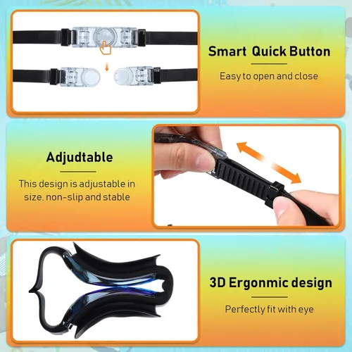 Miniatura 3 de Flutesan Paquete de 6 gafas de natación para adultos, antiniebla, con tapones para los oídos, clip para la nariz, sin fugas, protección completa