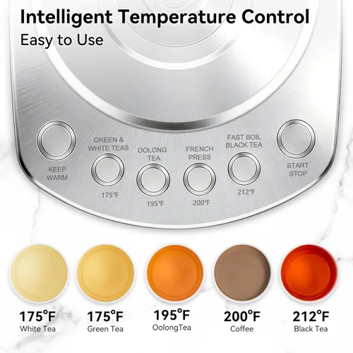 Miniatura 2 de Hervidor eléctrico con infusor, hervidor de agua caliente, hervidor de té eléctrico con control preciso de temperatura, protección contra hervir