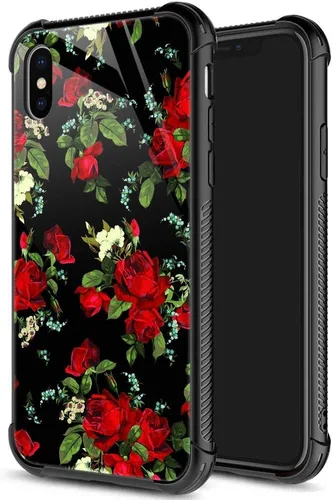 Zhegailian funda para iPhone X/XS, vidrio templado 9H, diseños para niñas y mujeres, de silicona suave TPU, resistente a los golpes, de 5.8 Patrón