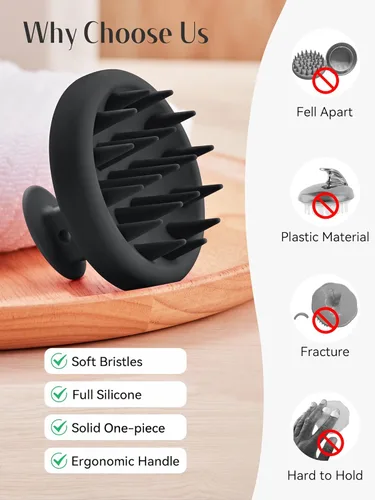 Miniatura 4 de HEETA Masajeador de Cuero Cabelludo para el Crecimiento del Cabello, Exfoliador de Cuero Cabelludo con Cerdas Suaves, Diseño de Silicona Integrado