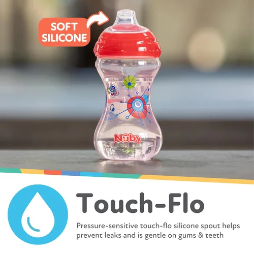 Miniatura 3 de Nuby Paquete de 3 caño suave "Pinpoint" sin derrames Clik-It, niño, 10 onzas