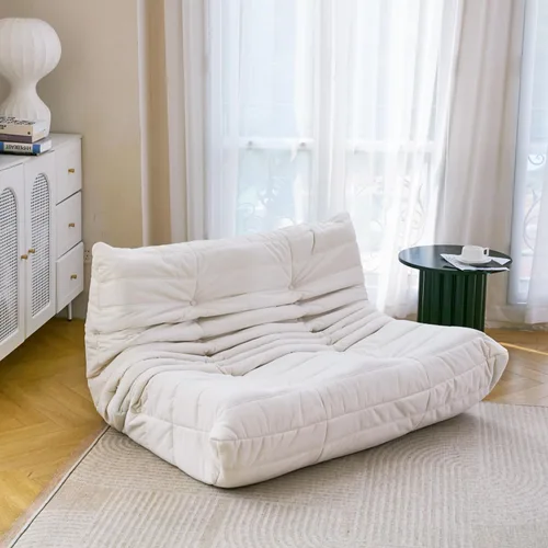 Miniatura 4 de N&V Silla Fireside, sofá de suelo sin brazos de mediados de siglo, silla de microfibra suave de alta calidad, sofá de espuma para sala de estar