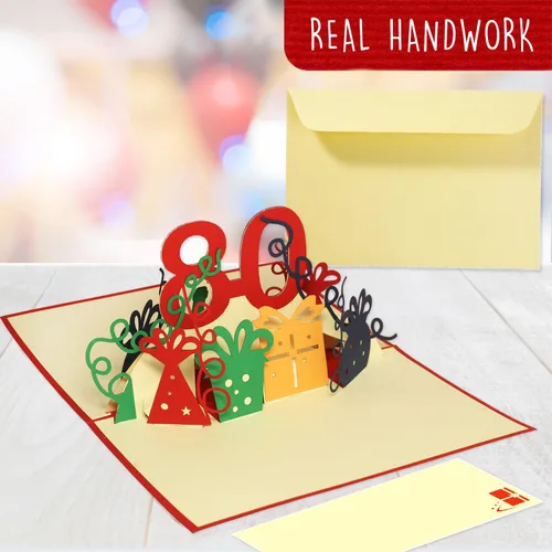 Miniatura 3 de LINPOPUP® Tarjeta emergente, tarjeta de felicitación 3D emergente, cumpleaños, invitación de cumpleaños, felicitaciones, mejores deseos, 80