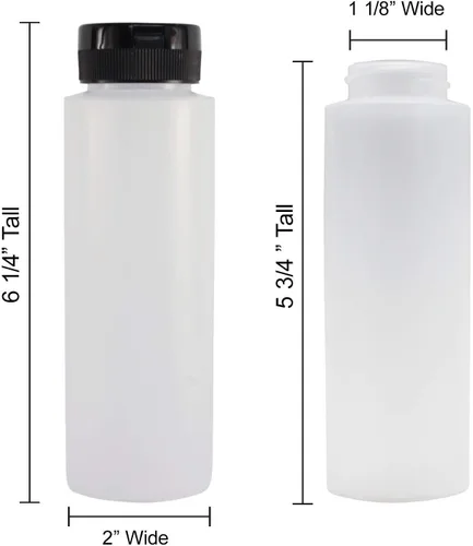 Miniatura 3 de Pinnacle Mercantile Botellas de condimento de plástico fáciles de apretar con tapa abatible negra, 8 onzas, juego vacío 6