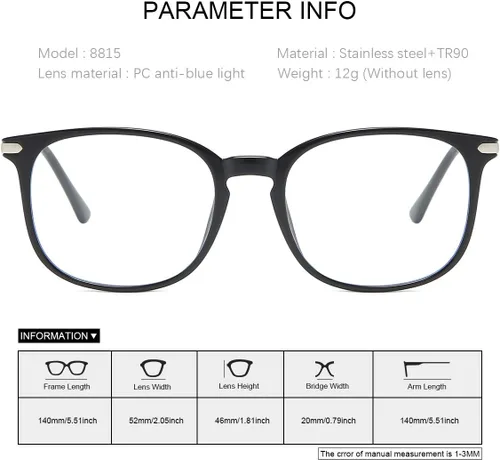 Miniatura 6 de YIMI Gafas de Bloqueo de Luz Azul Fotocromáticas para Mujeres y Hombres Marco Completo Anti Rayos UV Filtro Gafas de Computadora Gaming